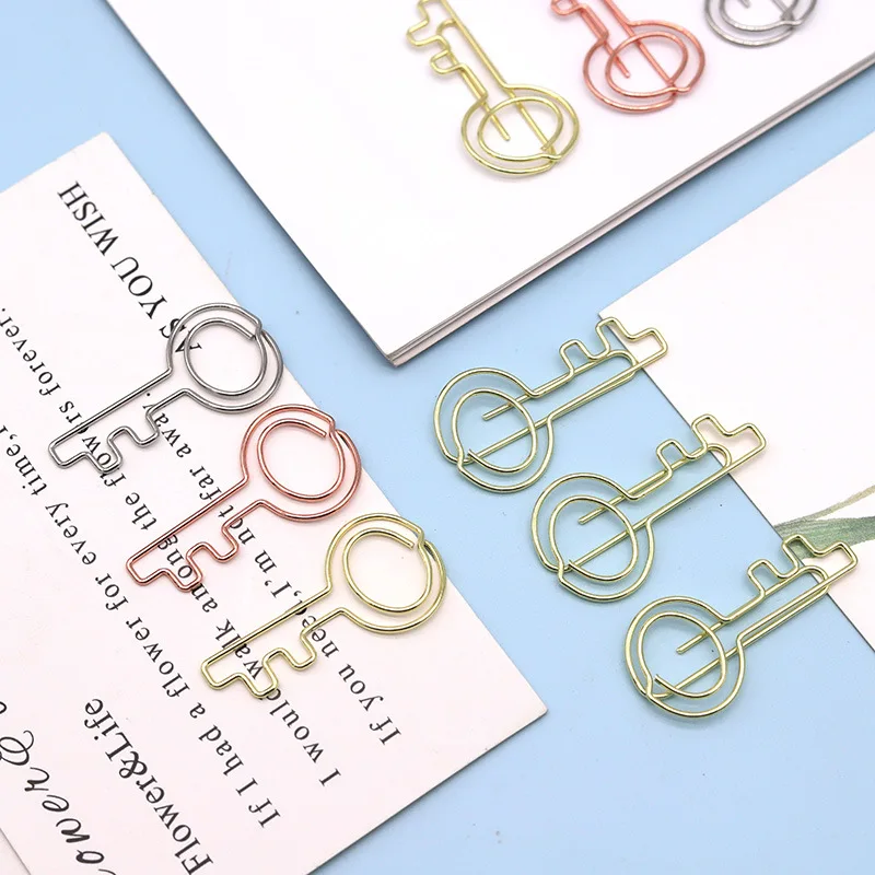 20pcs Key Creative Paper Clip Metal Iron Bookmark Document Test Paper Classification Paper Clip Office Information Clip