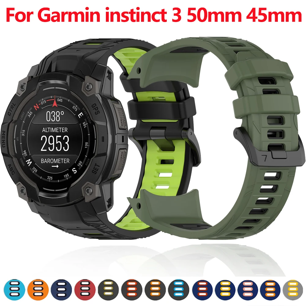 Sport Silicone Strap for Garmin Instinct 3 SOLAR 50mm 45mm Wrist band for Garmin Instinct 3 Crossover AMOLED Bracelet Strap