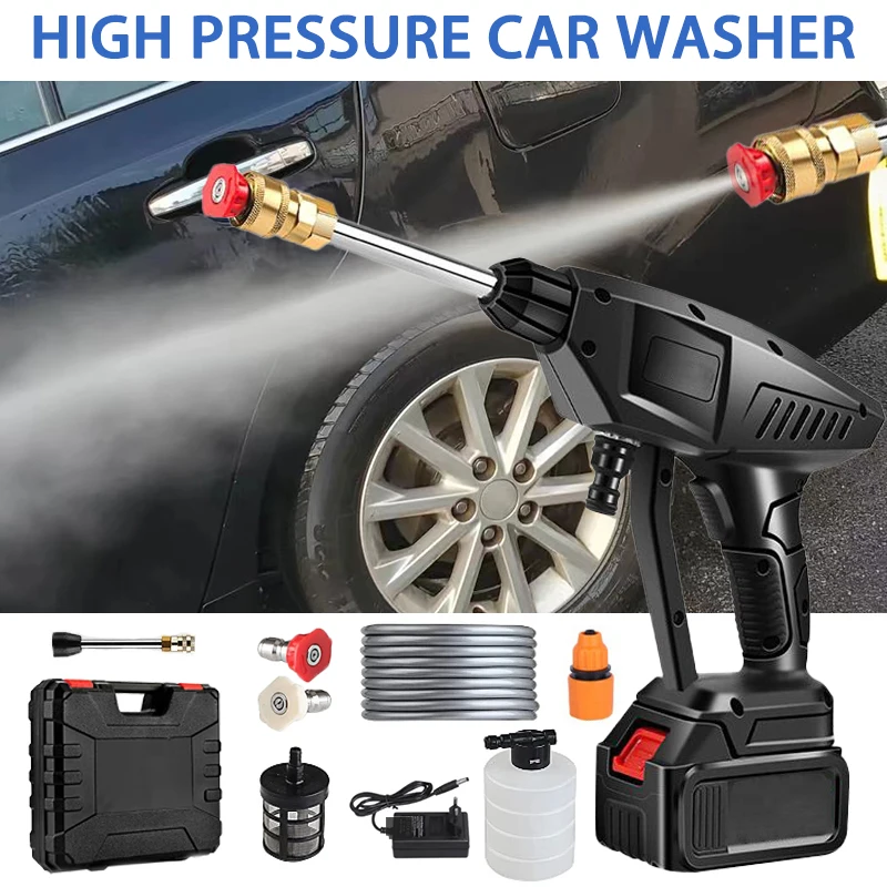 

30000mAh Portable Car Wash Gun Cordless High Pressure Car Washer Gun Foam Generator for Home Garden Car Cleaning Accessories