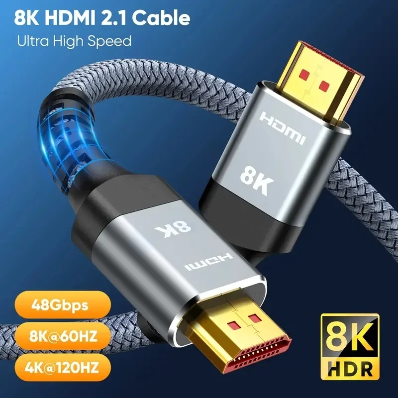 MIZIQIER long HDMI 2.1 Cables 8K60Hz 4K120Hz eARC HDCP2.3 48Gbps Ultra High Speed hdmi Braided cable for HDTV/PS5/TRX3080 3090