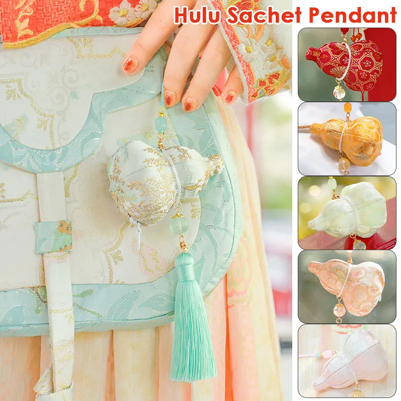 Gourd Brocade Embroidered Bag Chinese Style Hanfu Sachet Pendant Incense Lucky Sachet Tassel Pendant Waist Decor Accessories