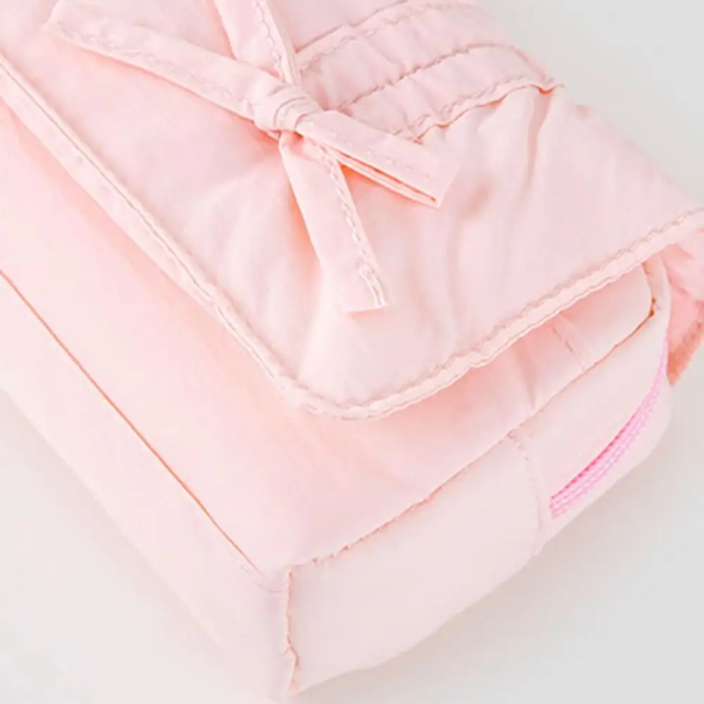 Durable Sweet Pencil Case Three Layers Bow Pencil Pouch Canvas Large Capacity Stationery Storage Bag Girl