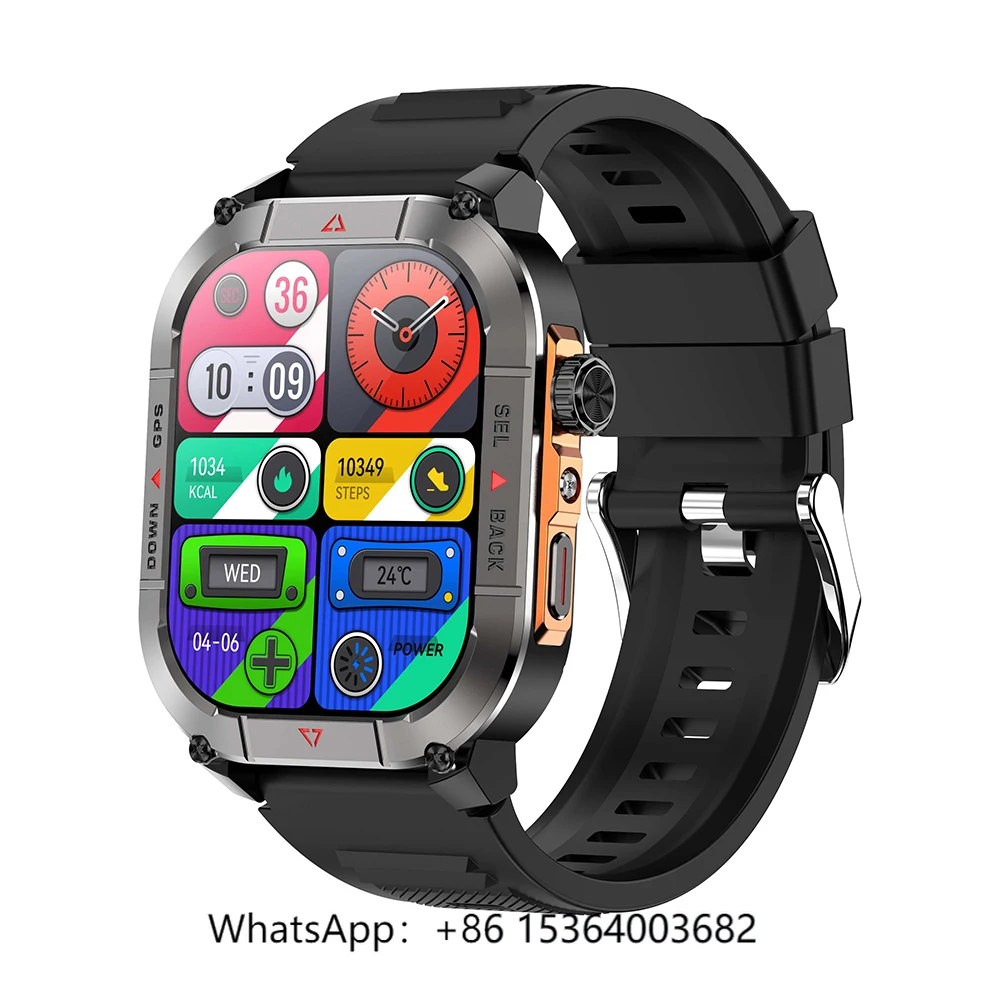 

TJXL- Sports Outdoor GPS Waterproof Smart Watch AMOLED BT Call Altitude Air Pressure Compass Flashlight Fitness Smartwatch