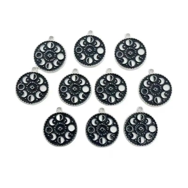 10pcs Moon Star Moon Phase Pendant DIY Handmade Accessories Alloy Keychain Pendant Necklace Earrings Pendant image 5