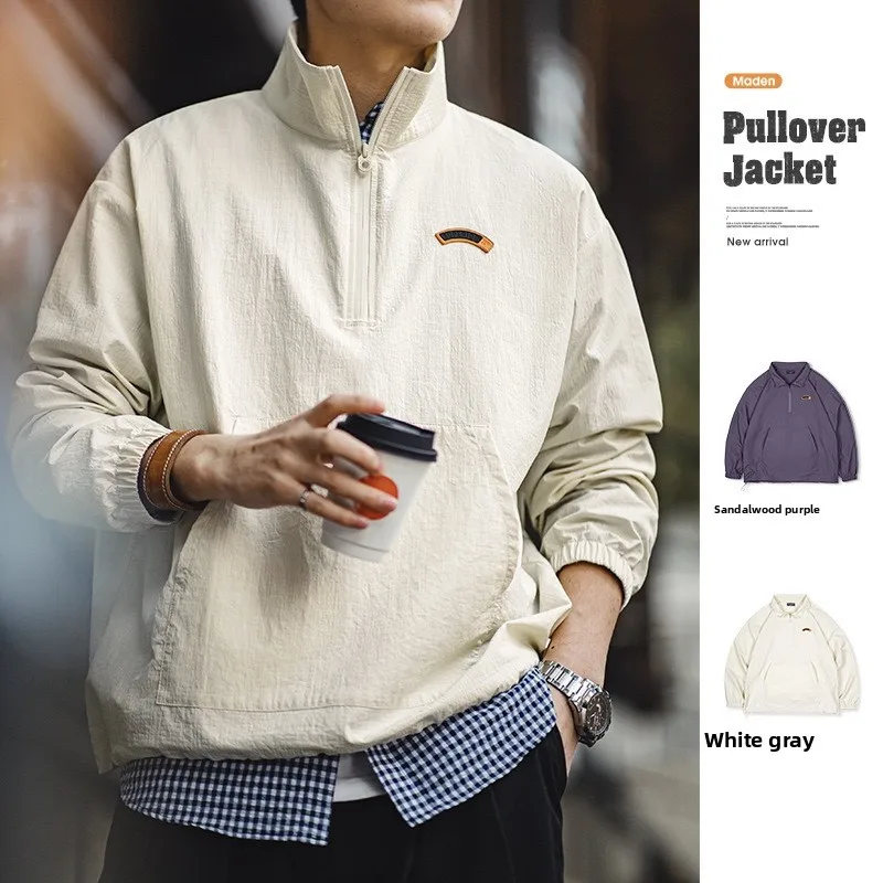 

Мужская толстовка Maden Workwear в американском ретро-стиле с воротником-стойкой на молнии, спортивная куртка-оверсайз, весенняя коллекция