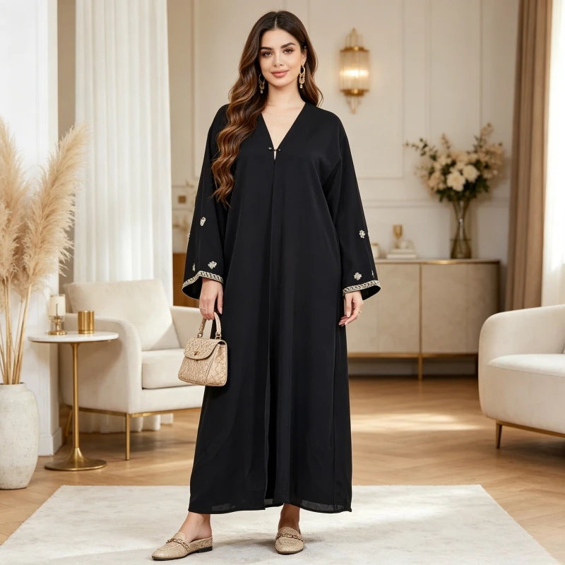 Eid Abaya Dress Women Muslim Cardigan Robe Embroidery Dresses Jalabiya Morocco Dubai Ramadan Open Abayas Kaftan Islam Vestidos 4