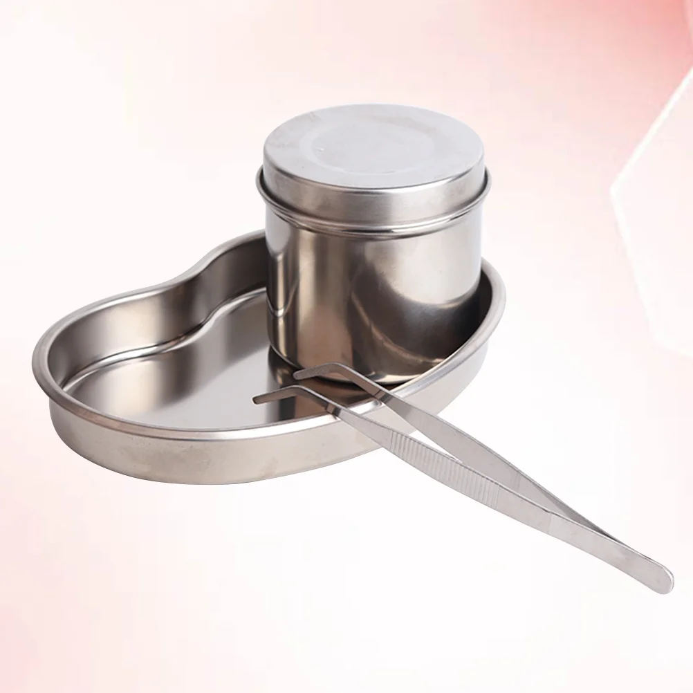 

Eyebrow Lip Tools Kit Stainless Steel Compact Design Anti-Iodine Medical Disinfection Flat Trays Tweezers Cans