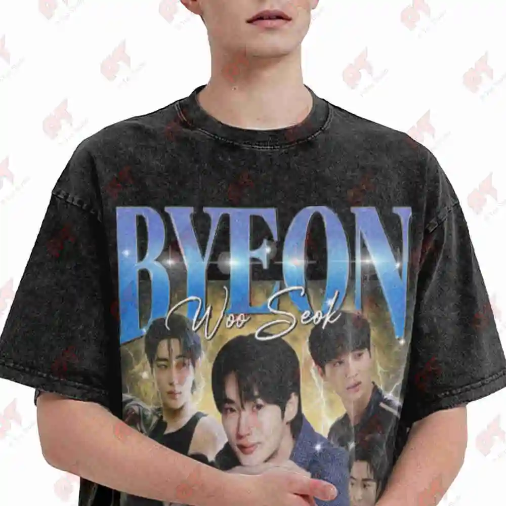 Byeon Woo Seok Vintage Washed Tee Pure Cotton T-Shirt