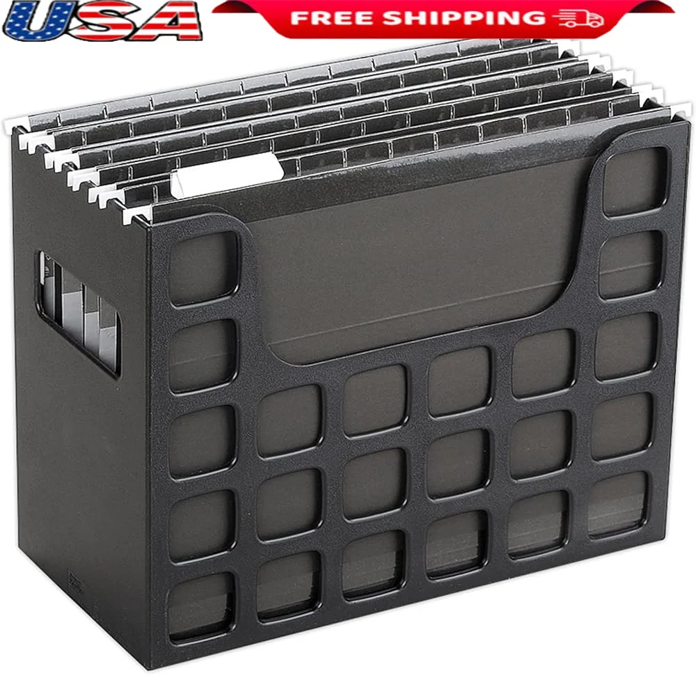 

Portable File Storage System with Hanging Folders Tabs Inserts Letter Size Documents Ideal Office Home Use