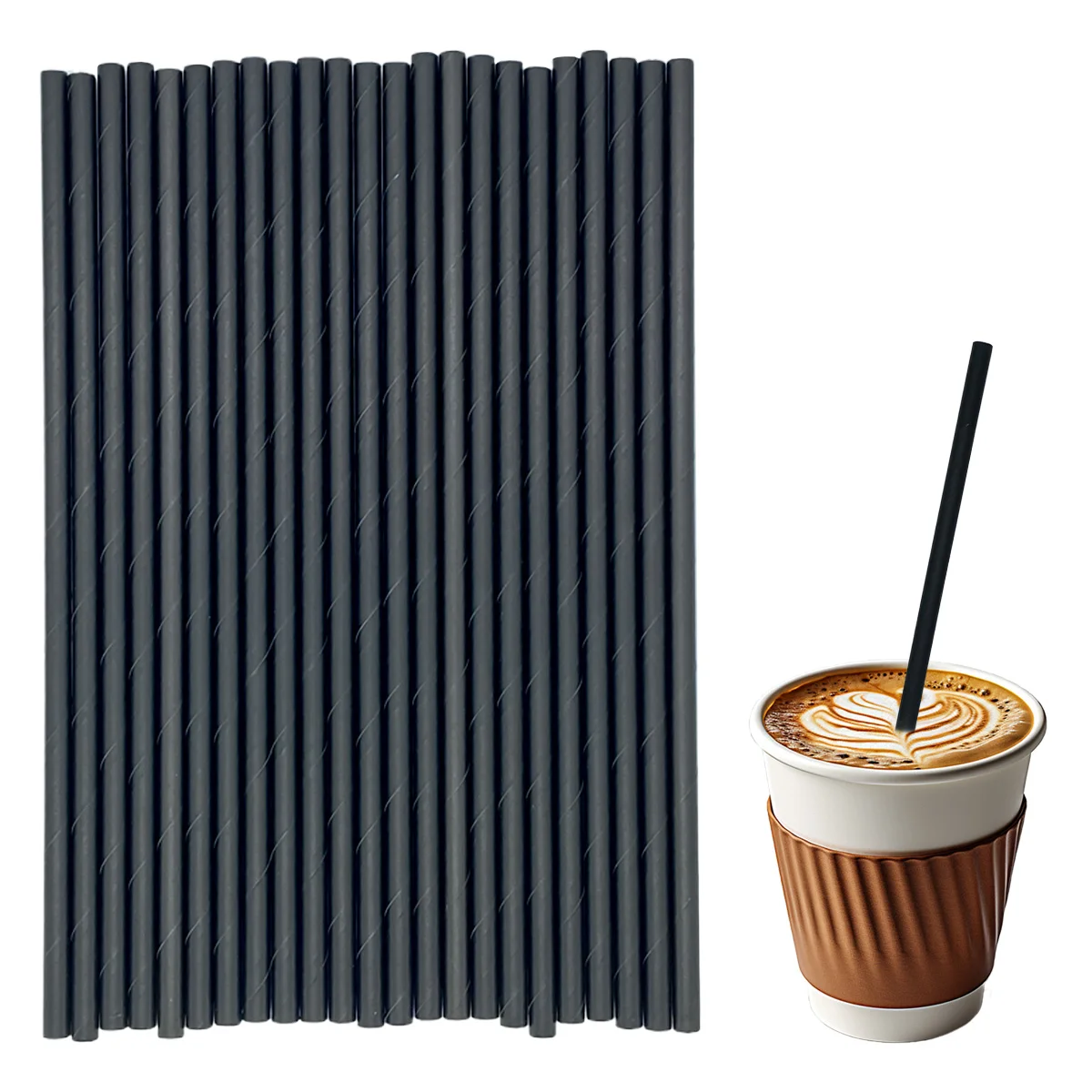 100pcs paper straw Black Individual Pack biodegradable Straw Cocktail Soda Coffee Drinkware for Birthday Halloween Party Supply