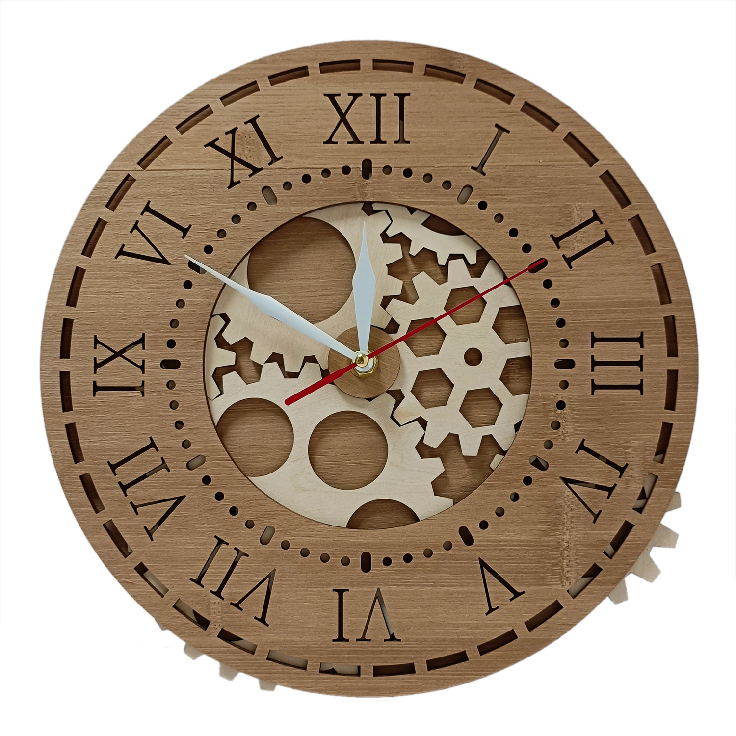 3 Layers Gears Laser Cut Wooden Wall Clock For Home Office Room Mechanical Artwork Steampunk Decor Eco Friendly Natural Wall Wat