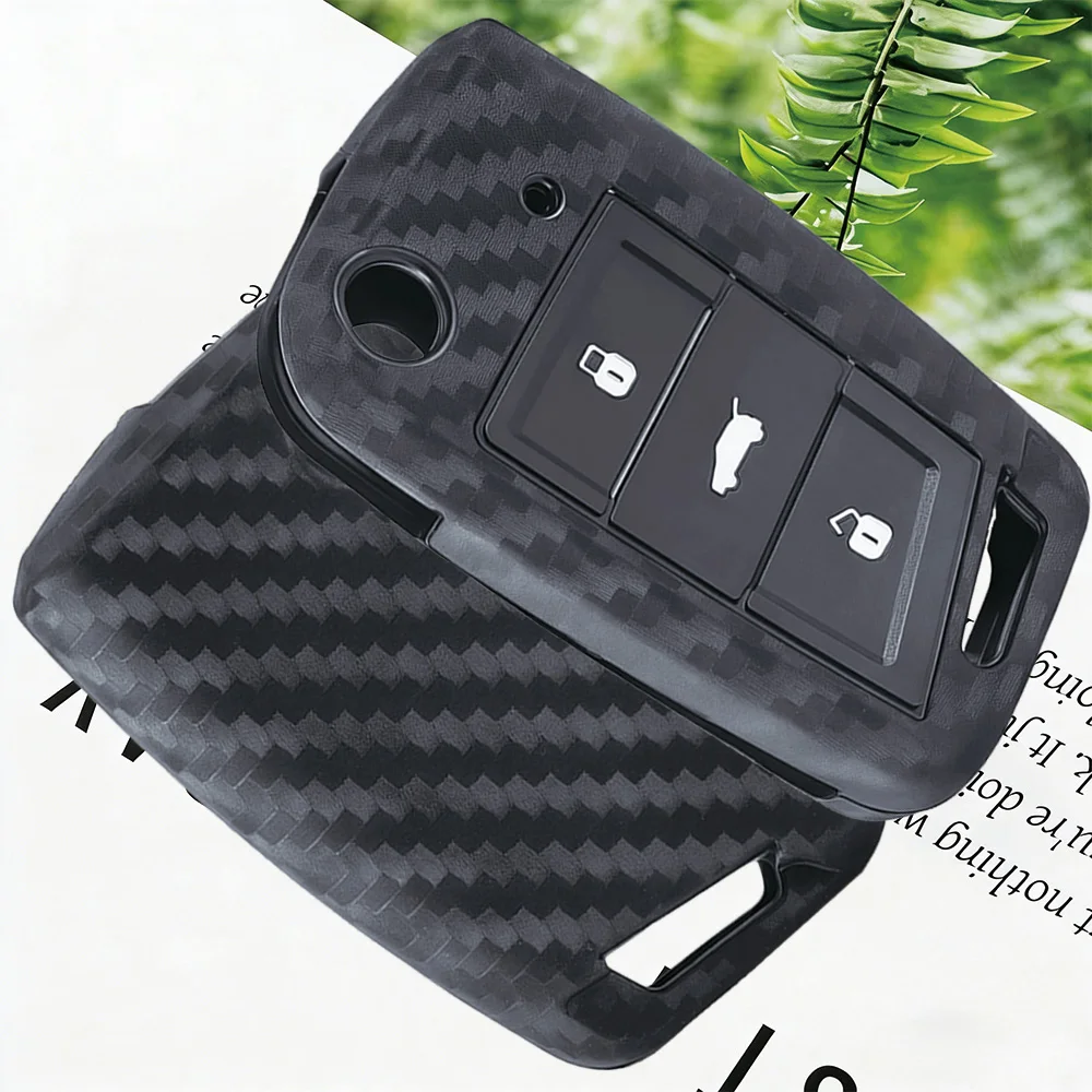 Carbon Fiber Style Premium Soft Silicone Car Key Case Cover For VW Polo Golf 7 Tiguan For Skoda Octavia Fabia Kodiaq