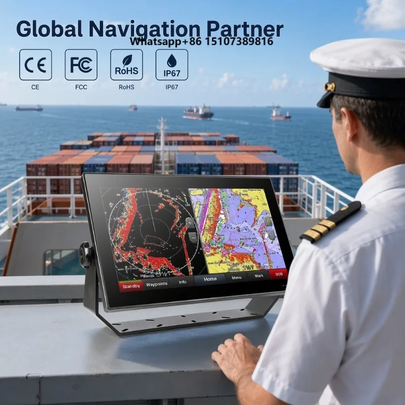 IP67 Waterproof 12.1 15.6  18.5 21.5 Inch Marine Boat Sonar Chartplotter Display Support OEM ODM