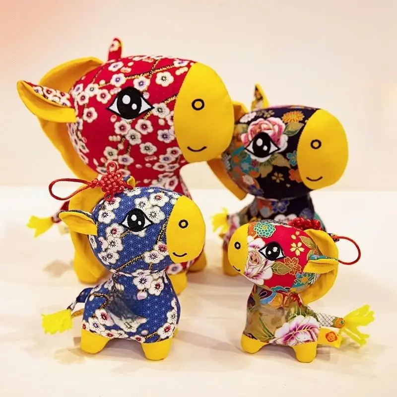 Peluche cavallo zodiacale cinese con stampa floreale; Autentica bambola di peluche dell'anno del cavallo