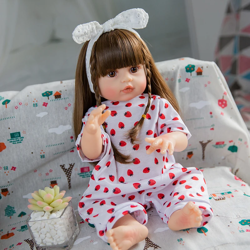 

48cm/55cm Reborn Doll Toddler Our Happy Baby with Rooted Long Hair Lifelike 6month Baby Size High Quality Collectible Art Doll