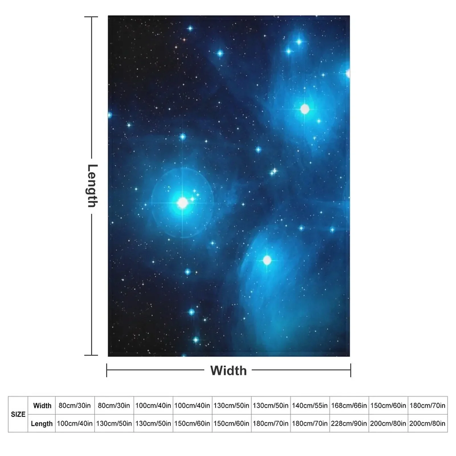 The Pleiades Star Cluster (M45) in the Constellation of Taurus, the Bull. Throw Blanket Comforter heavy to sleep Blankets