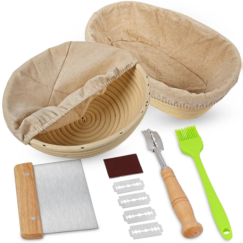 

Custom Sourdough Bread Baking Supplies Bread Proofing Basket Set Handmade Bread Rising Basket with DIY Tool