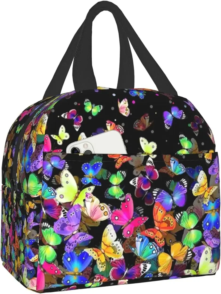 

Lunch Bag Insulated Women Samll Portable Leak Proof Butterfly Waterproof Reusable College Work Picnic
