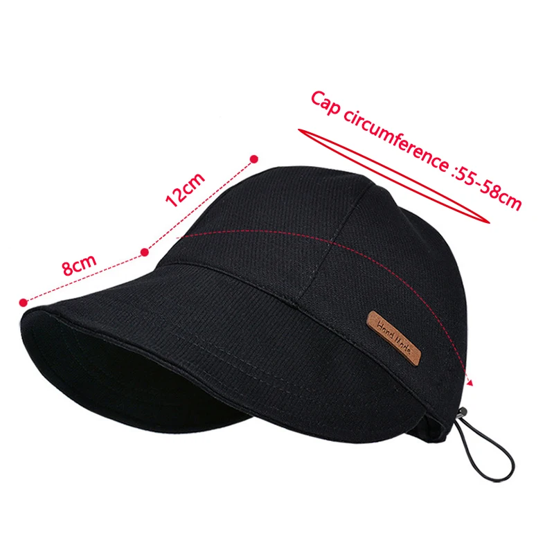 Summer Adjustable Wide Brim Sunhat UV Protection Hat Drawstring Fisherman Cap Sun Visors Hat Portable Foldable Women Bucket Hats