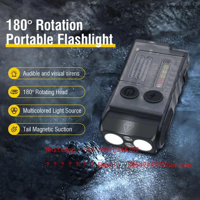 

Multifunctional 180 ° Corner Flashlight Anti-glare Alarm EDC Flashlight Outdoor Convenient Hat Clip Light