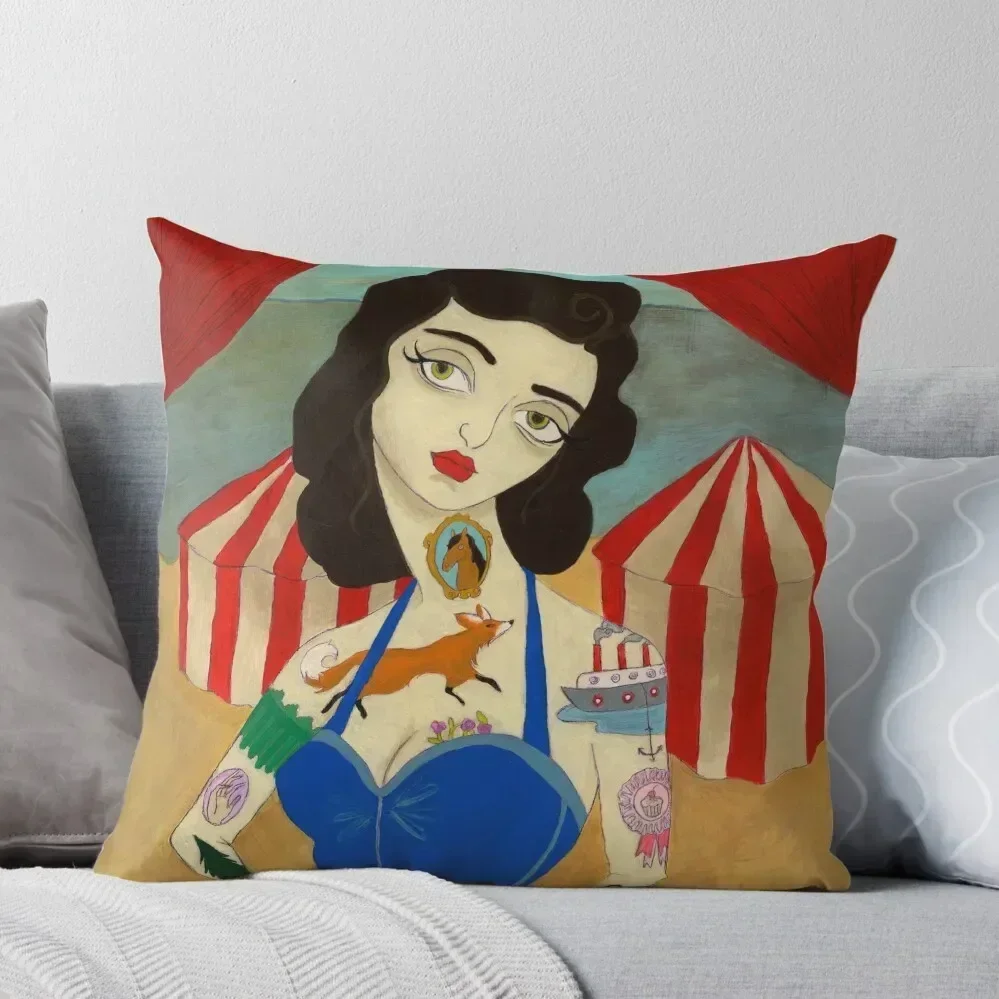 

Tattooed Lady Throw Pillow Custom Cushion Pillowcases Bed Cushions Cushion Cover Set Christmas Covers For Cushions pillow
