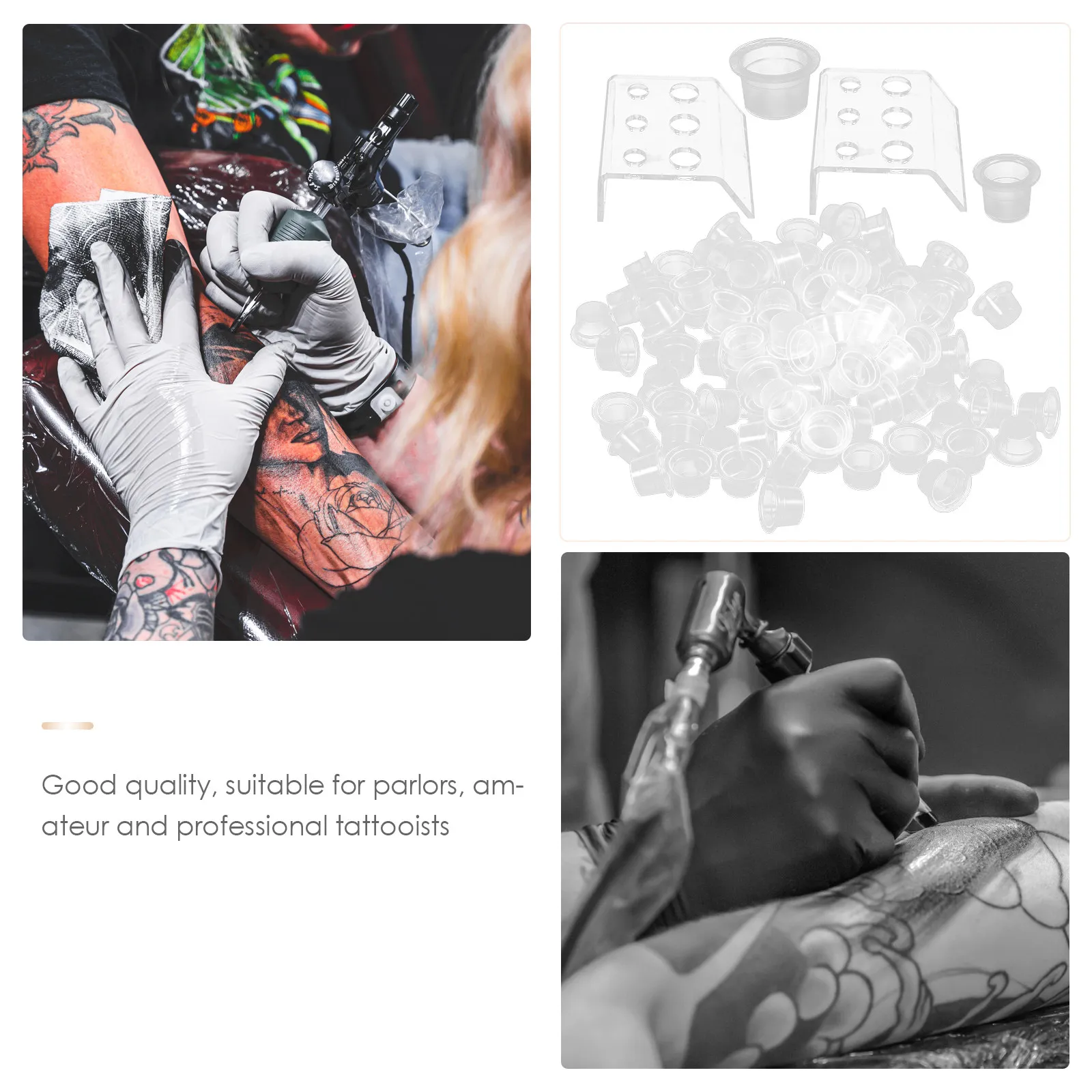 

1Set High Quality Silicone Tattoo Pigment Cups Compact Ink Holders Wear Resistant Tattooing Accessories for Studio and Mobile