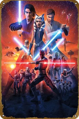 Affiche de film Clone Wars en métal, décoration murale, cadeaux pour la maison