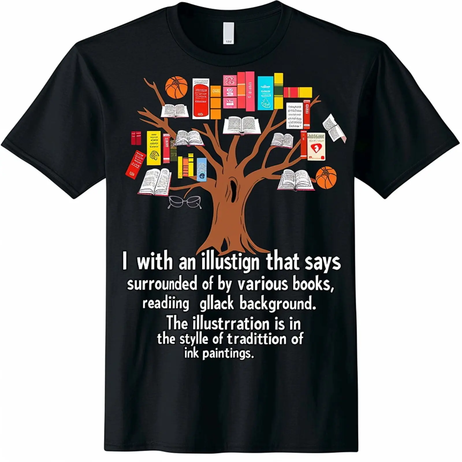 Tree of Life Book Lover TShirt Chinese Ink Wash Style Design I Read Books