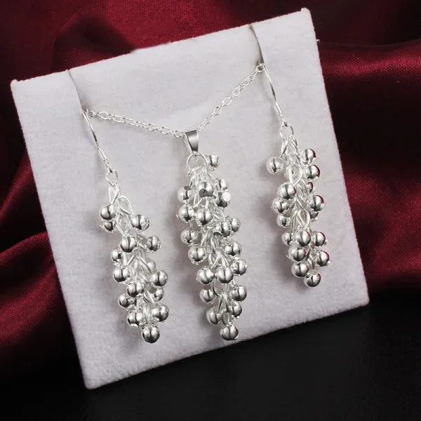 925 sterling Silver fine Grape beads pendant Jewelry set earrings necklaces for women wedding accessories party gifts