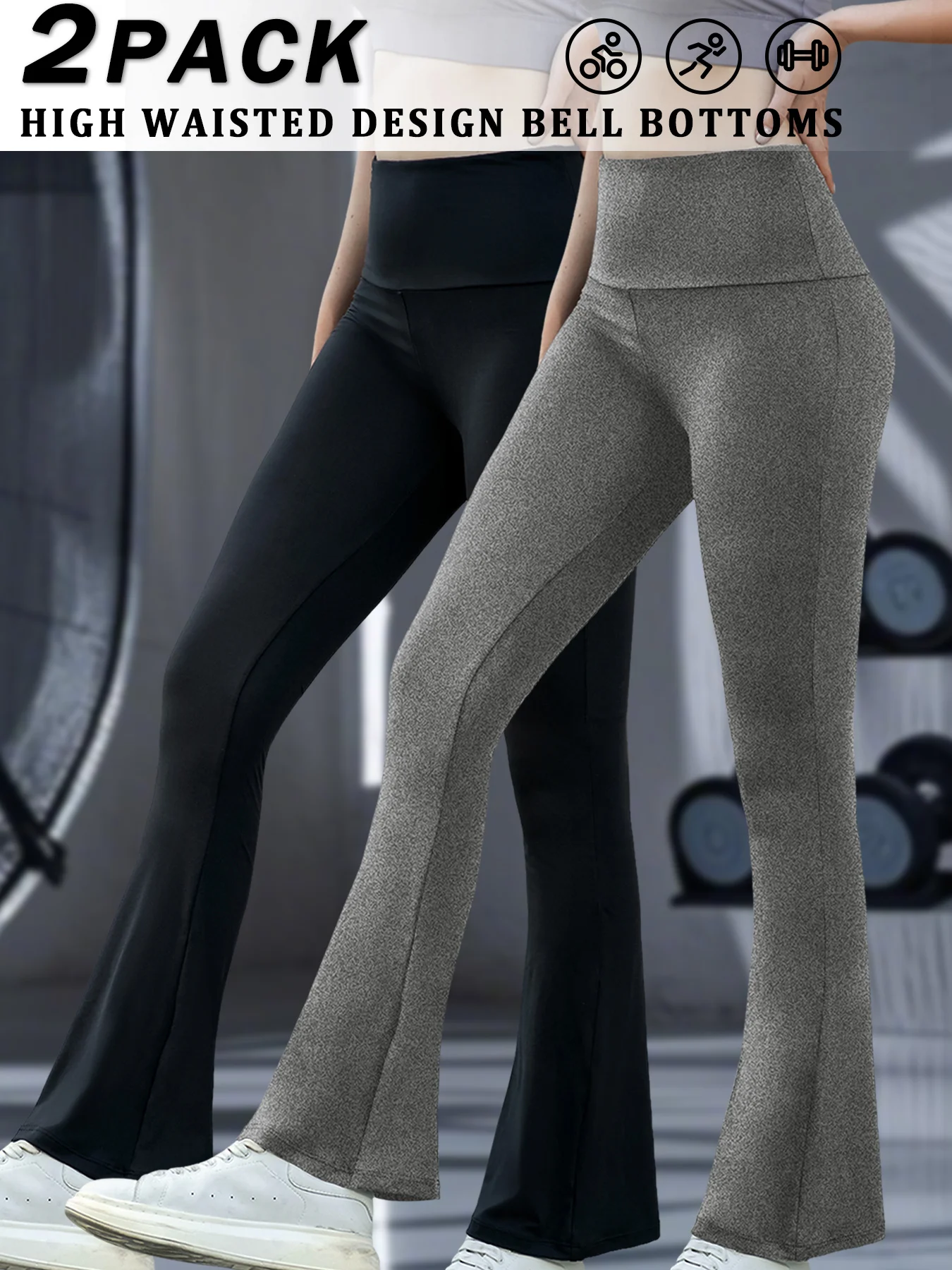 

Комплект из 2 женских супермягких расклешенных брюк с высокой талией, леггинсы для тренировок, йоги, расклешенные брюки