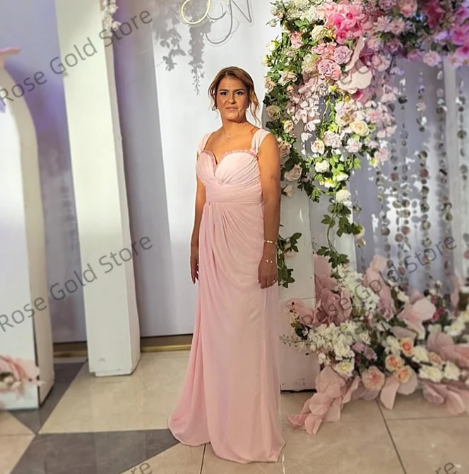 Nowoczesne Różowe Suknie Wieczorowe Linia A Dekolt w Serek Bez Rękawów Vestidos de Soriee Koraliki Cekiny Suknia Balowa Sukienka na Bal Studniówkowy Szyta na Miarę