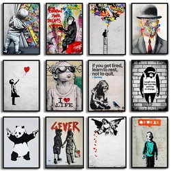 Classic Retro Wall Art Banksy Street Graffiti HD Canvas Print Poster Home Living Room Bedroom Decorative Painting