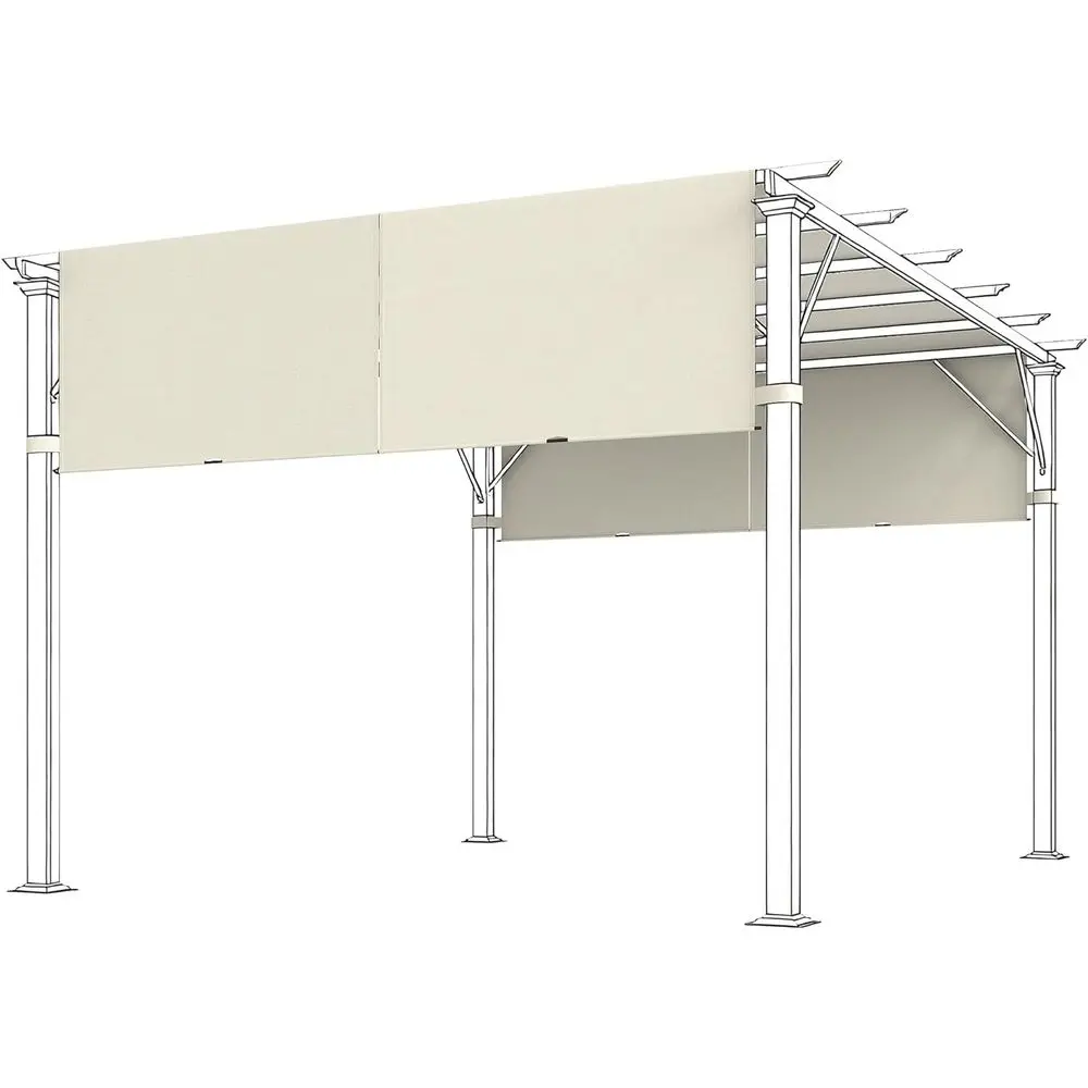 

Комплект из 2-х тентов для перголы 4x16 футов с УФ-защитой, простая установка, кремово-белый цвет