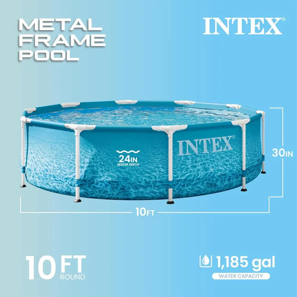10ft x 30in Metal Frame Above Ground Pool Set with 330 GPH Filter Pump Puncture & Rust Resistant 1185 Gallon, Custom