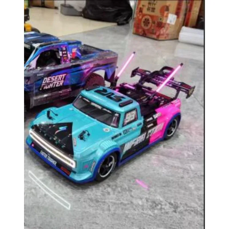 Fit 1/8 ARRMA Infraction Custom LED Kit, Remote Controlled Front & Rear Lights, Colorful Cockroach Lights, 3mm CF Rear Spoiler
