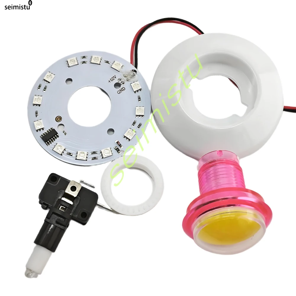 76 mm 12 V bunte, lichtbeleuchtete Knopf-Kantenschalter, Flipper-Teile, DIY-Arcade, Mini-Kran-Spielklauen-Verkaufsautomat – Detail 6