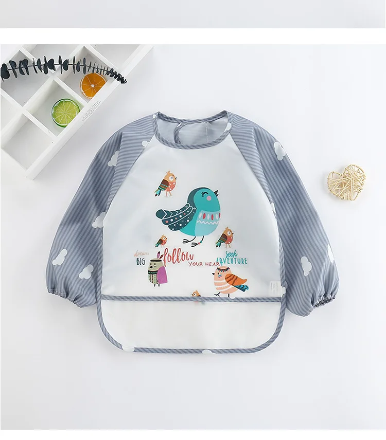 Baby-Lätzchen, niedlich, bunt, Cartoon, wasserdicht, Lätzchen, Säugling, Essen, Kinder, Zeichnung, langärmelig, Taschenschürze, selbsternährendes Baby, 0–3 Jahre – Detail 1