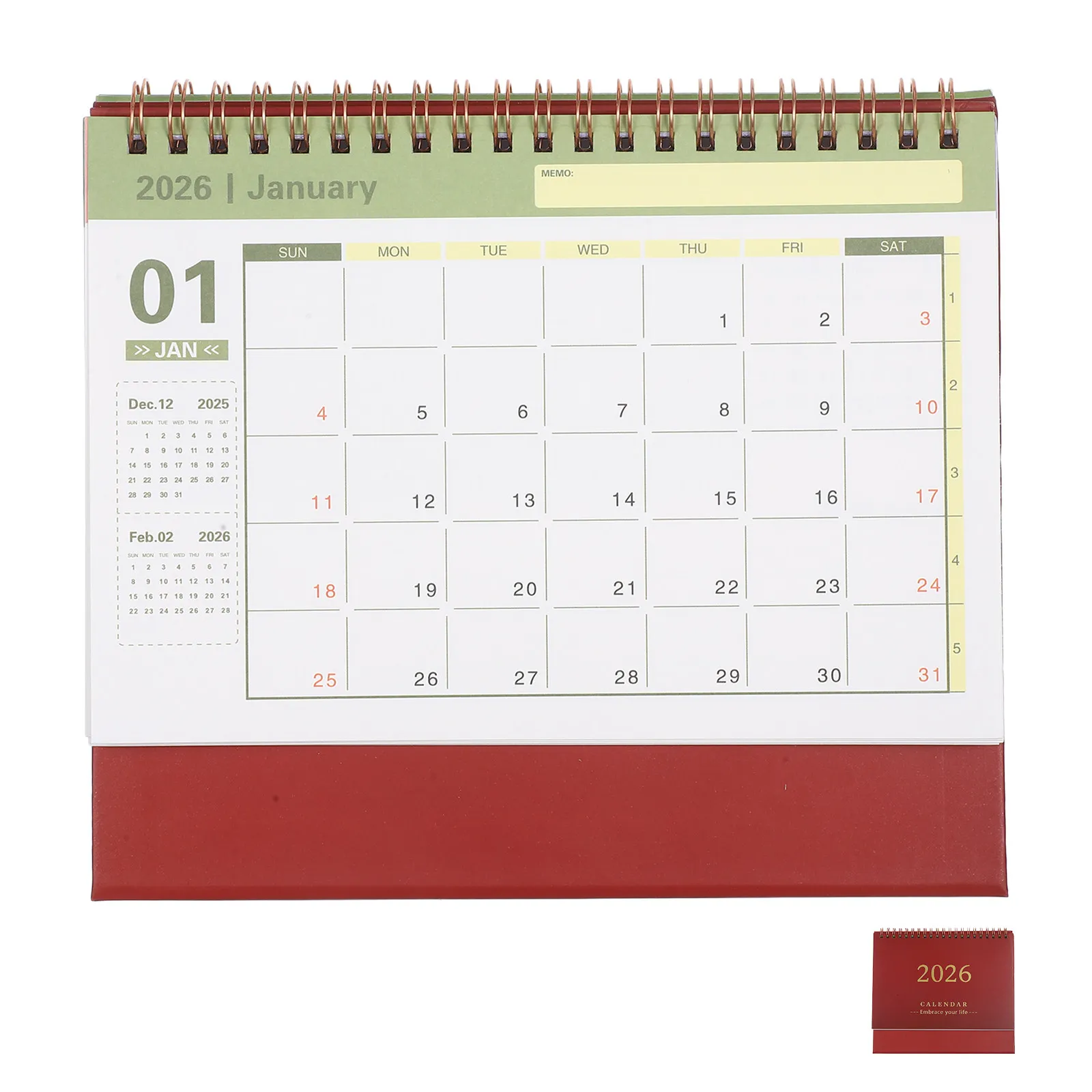 

2026 Mini Desk Calendar Compact Standing Flip Style Thick Paper Yearly Planner for Office Home School Christmas New Year Gift