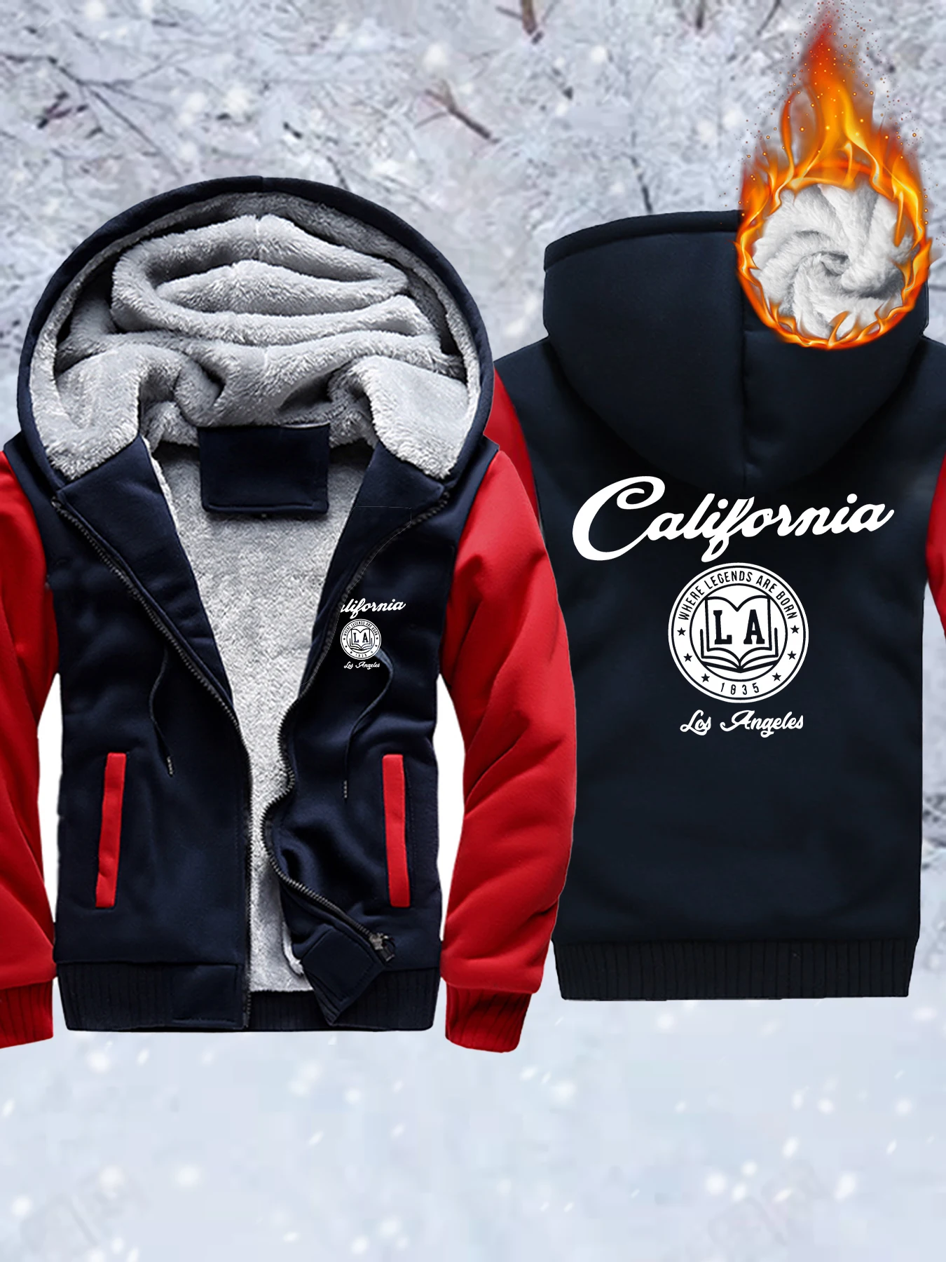 

Califirnia с буквенным логотипом, мужские базовые флисовые куртки, зимние жилеты на молнии, утепленная теплая толстовка с капюшоном, удобная повседневная уличная одежда
