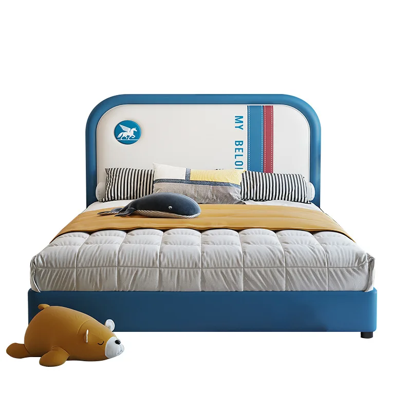 

Children's bed boy teenager modern simple leather single 1.2m 1.5m boy bed