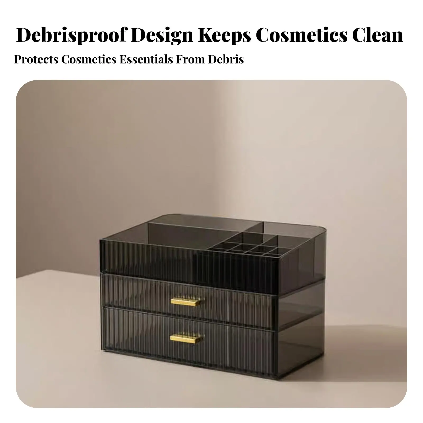 

Косметичка с крышкой и выдвижными ящиками, пылезащитная, с несколькими отделениями, большой вместимости, элегантный дизайн, для столешницы