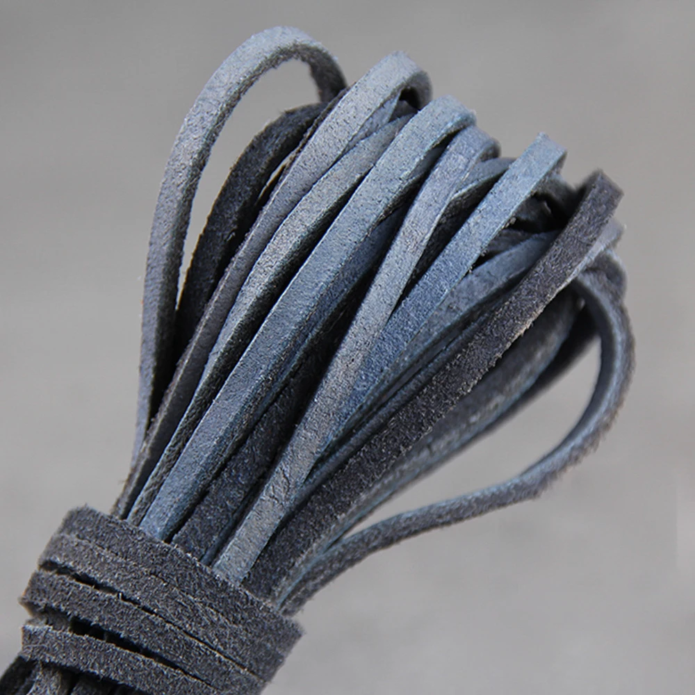 2 Meter Echtes Rindslederband Wildleder 3x2mm Flachdraht DIY Armband Halskette Hängeseil Dekorative Schnur Zubehör – Detail 9