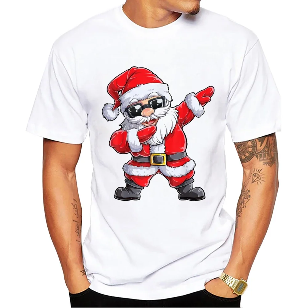 Men's T-shirt Fun Santa Claus Printed T-shirt Hip Hop Trend Harajuku Christmas Clothing Casual O-neck Short sleeved Fashion