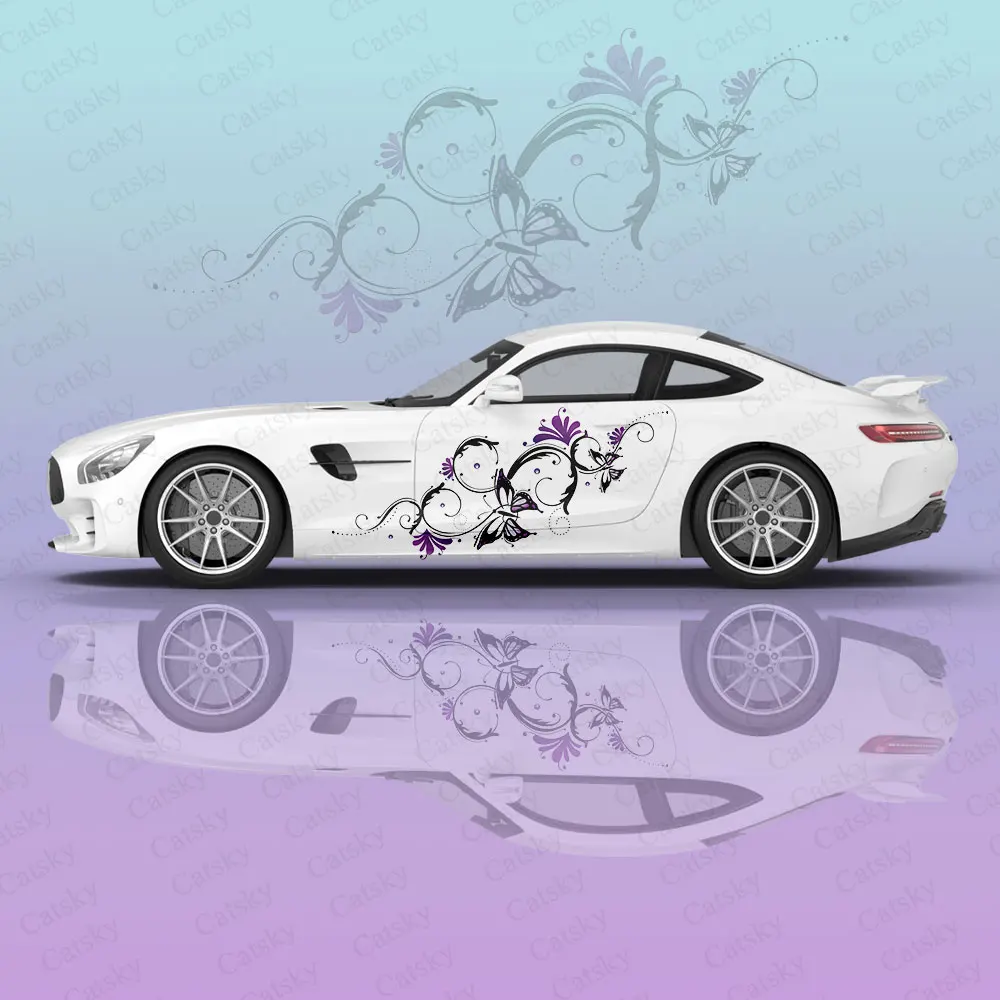 

Colorful Butterflies Flowers Car Vinyl Wraps Decal Self-adhesive PVC Sticker Suitable for Trucks SUV Decor Auto Accessories Gift