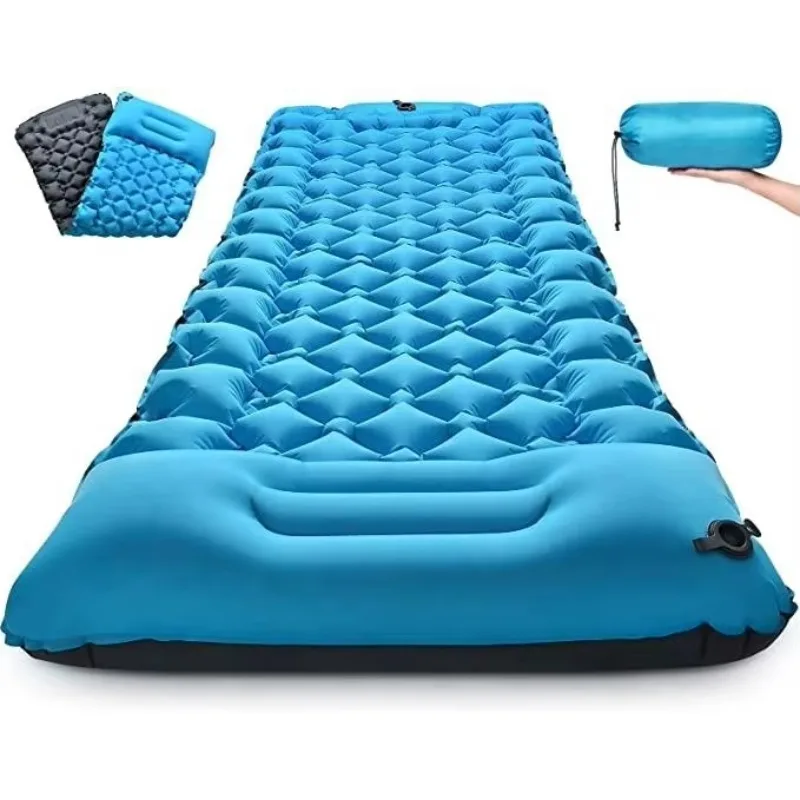 40D Nylon Self-inflating Camping Mat with Pillow Waterproof Sleeping Pad Inflatable Compact Sleeping Mat Ultralight Camping Mat