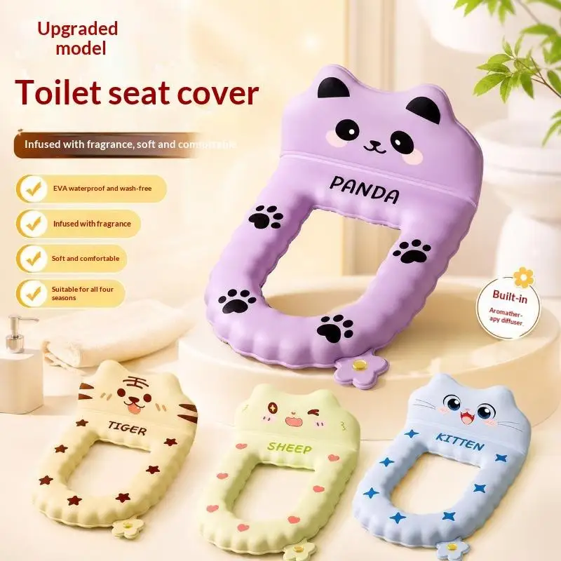 New Cartoon EVA Soft Warm Washable Toilet Seat Cover With Backrest Aromatherapy Pod For Bathroom Great Finds For The Home