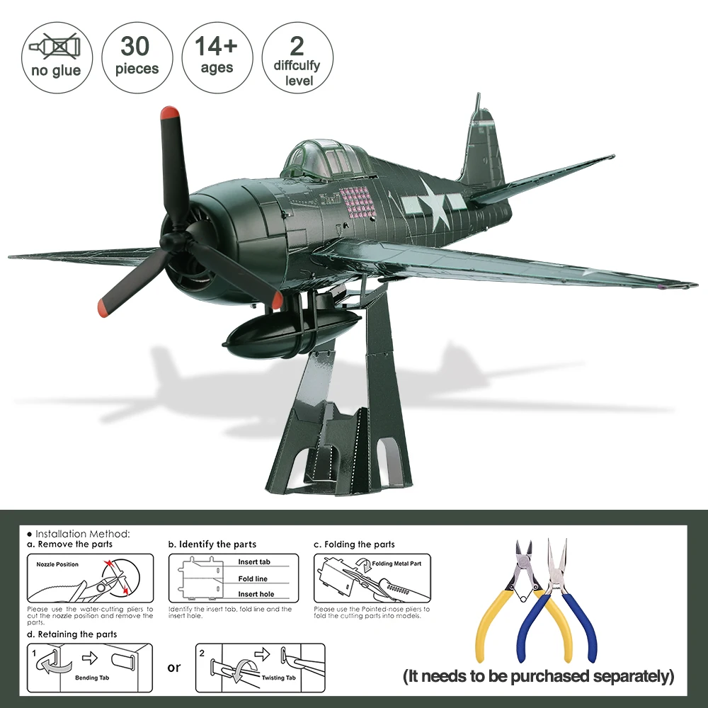Piececool 3D Metal Puzzle GRUMMAN F6F HELLCAT Model Kits for Teens