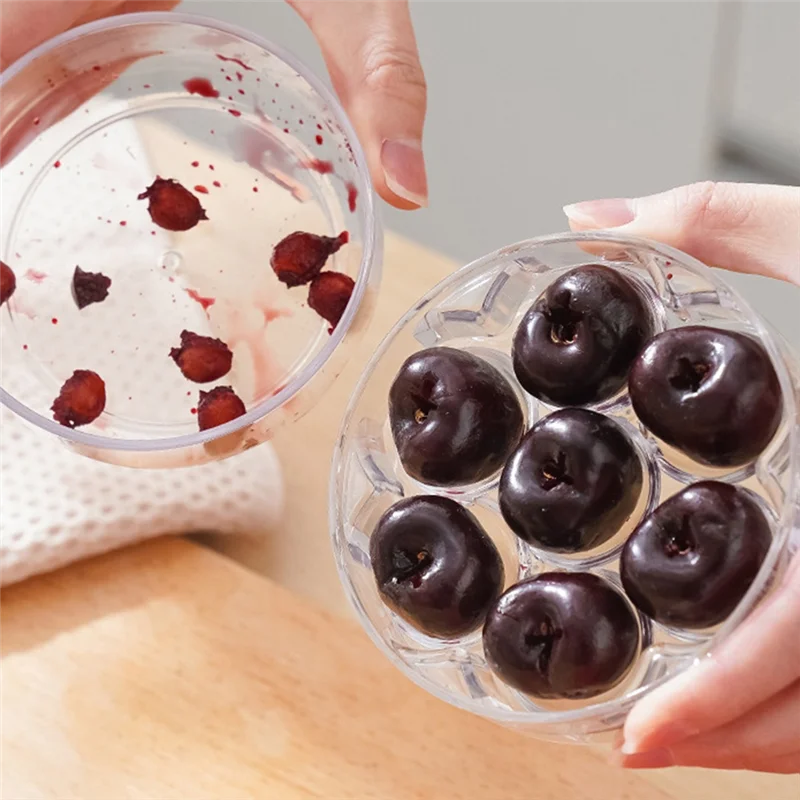 A47Z 2Pcs Cherry Pitter Tool,7 Holes Press Up Cherry Core Pit Remover,Household Portabble Cherry Pitter Machine For Kitchen