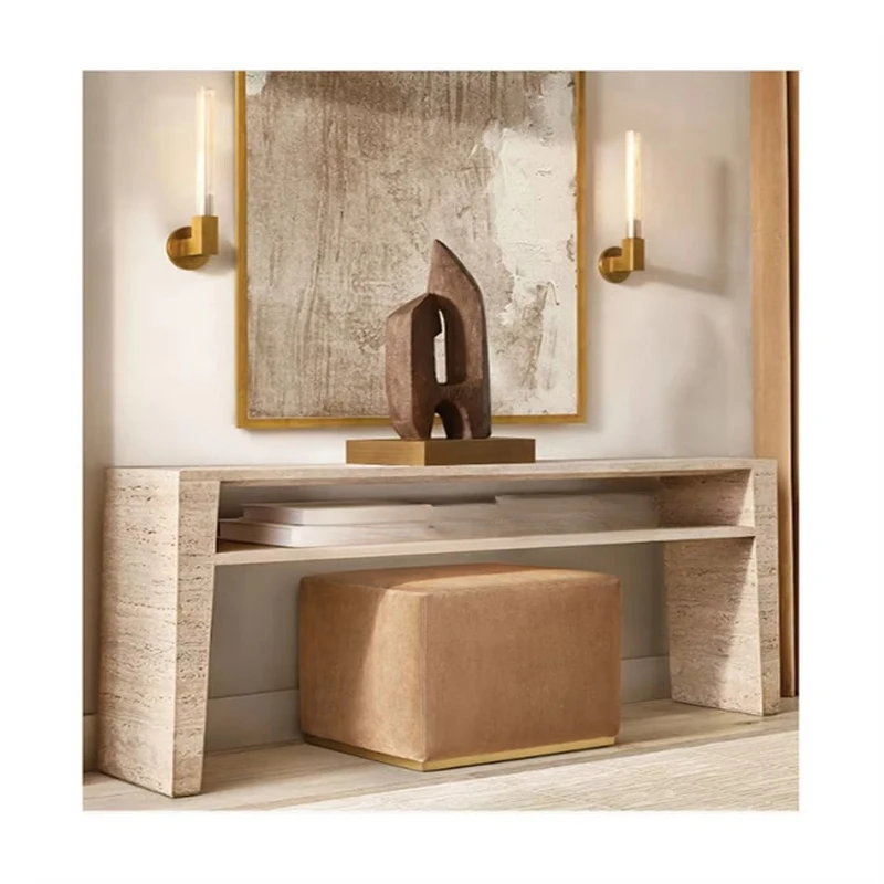 French style hall decoration simple style solid stone porch table designer natural marble console table