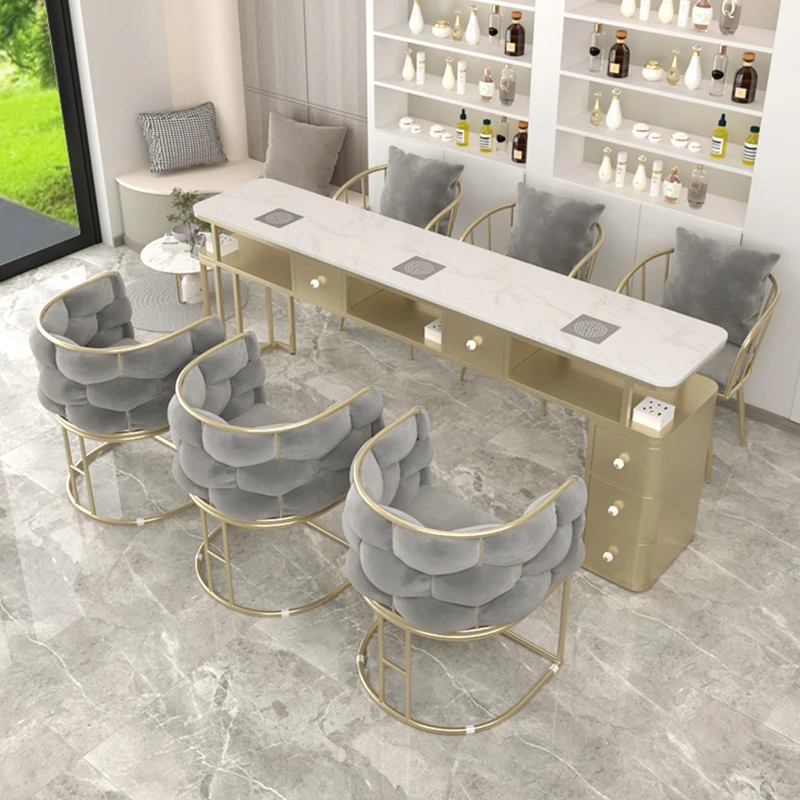 

White Waterproof Nail Desk Chairs Luxury Makeup Cleaner Supplies Nail Desk Organiser Drawer Tavolo Unghie Manicure Furniture